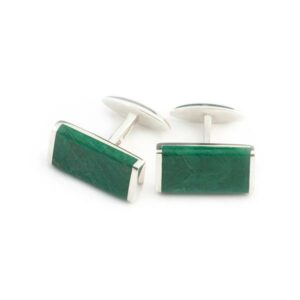 Aventurine stone and silver cufflinks