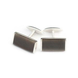 Unique cufflinks, English Flint set in sterling silver.