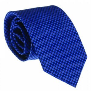 Navy Electric Pied De Poule Woven Silk Tie