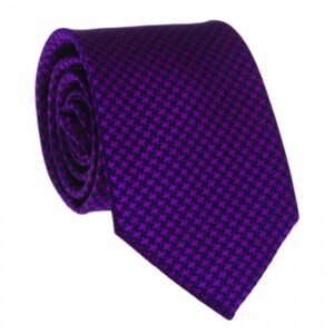 Navy Fushia Pied De Poule Woven Silk Tie